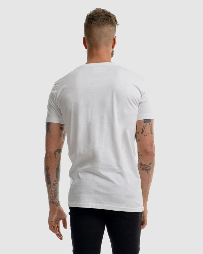 Saxon Embroidery Tee - White