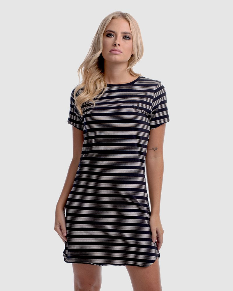 Devoid Demi Dress - Stripe Quad Black