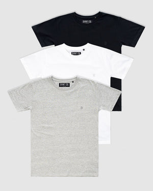 3-Pack Classic Mono Embroidery Tee