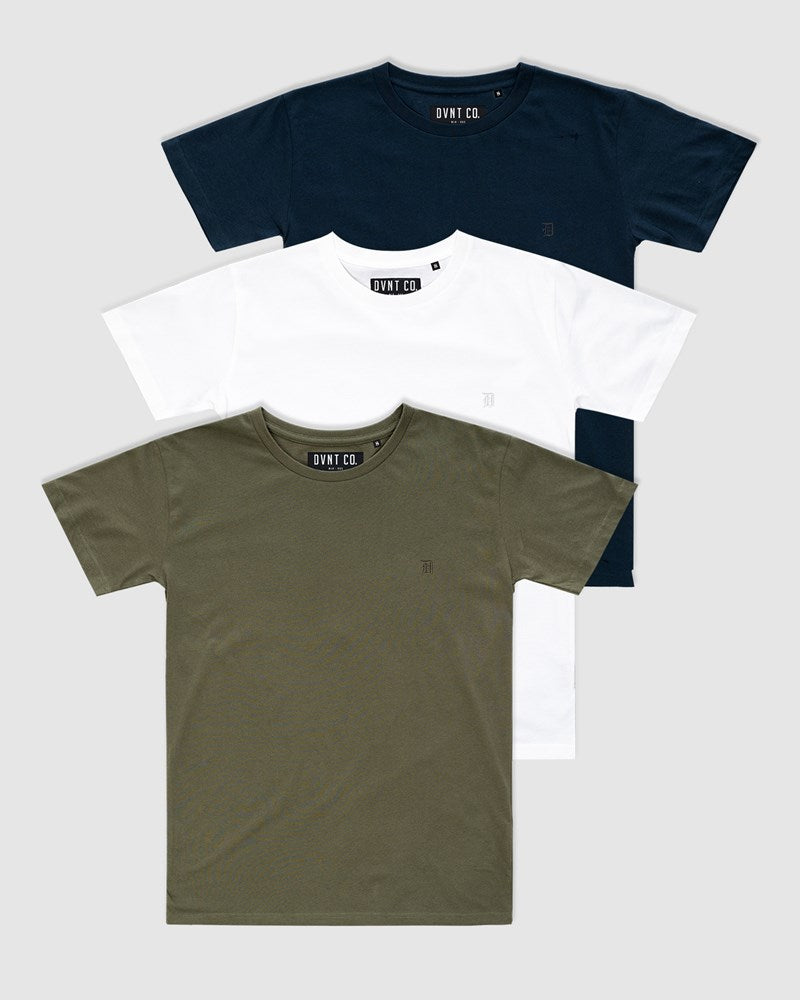 3-Pack Classic Mono Embroidery Tee
