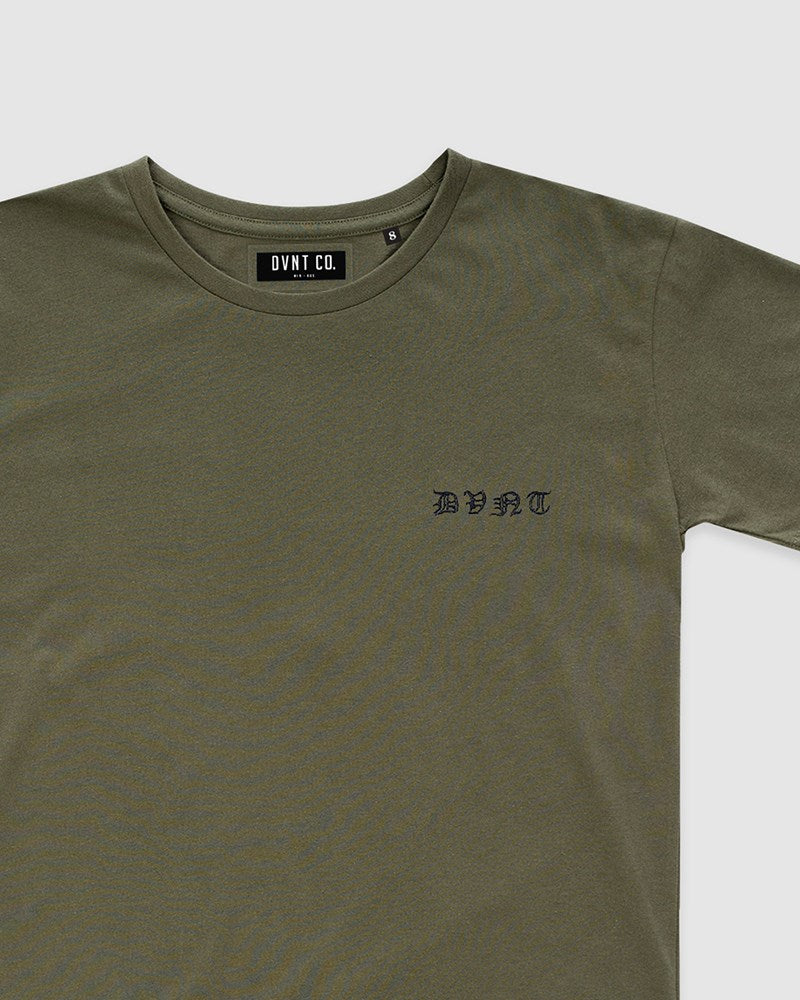 Saxon Embroidery Tee - Olive - Kids