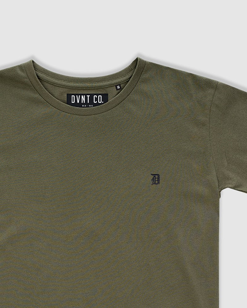 Classic Embroidery Tee - Olive - Kids