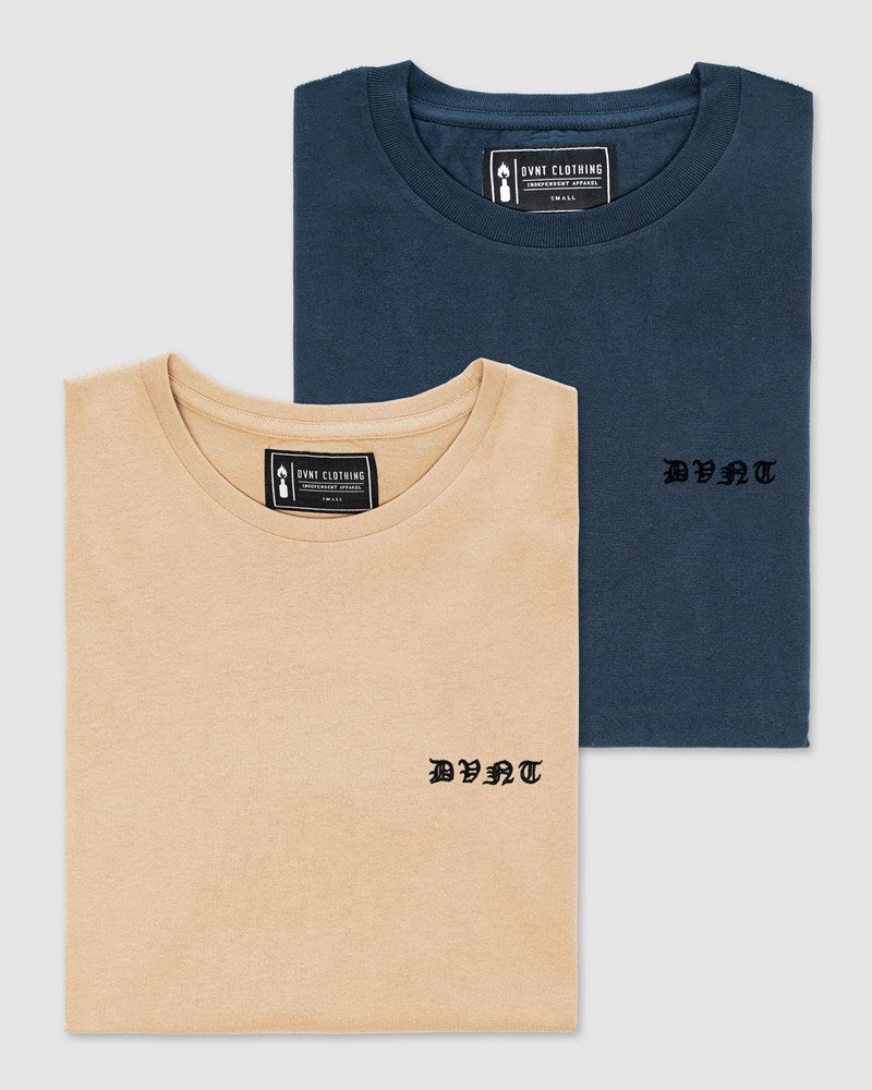 2-Pack Saxon Embroidery Tee - Camel & Ink