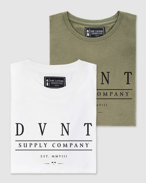 2-Pack Deluxe Tee - Olive & White