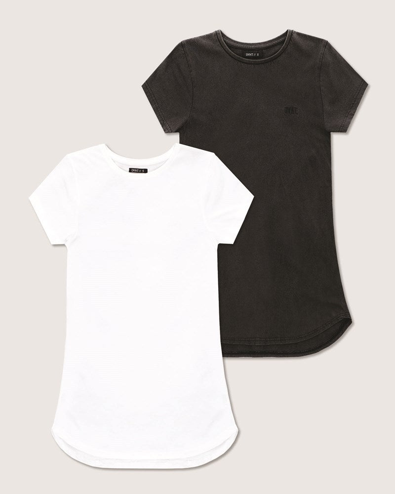 2-Pack Demi T-Shirt Dress - Acid Black & White