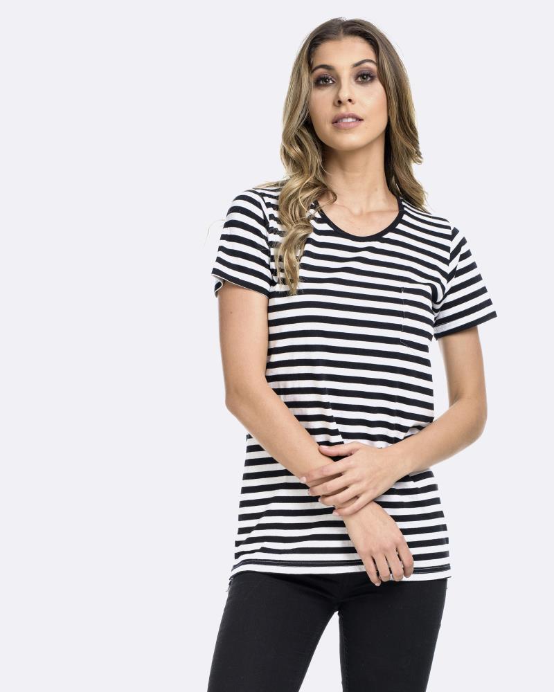 Stripe Pocket Tee - Black/White