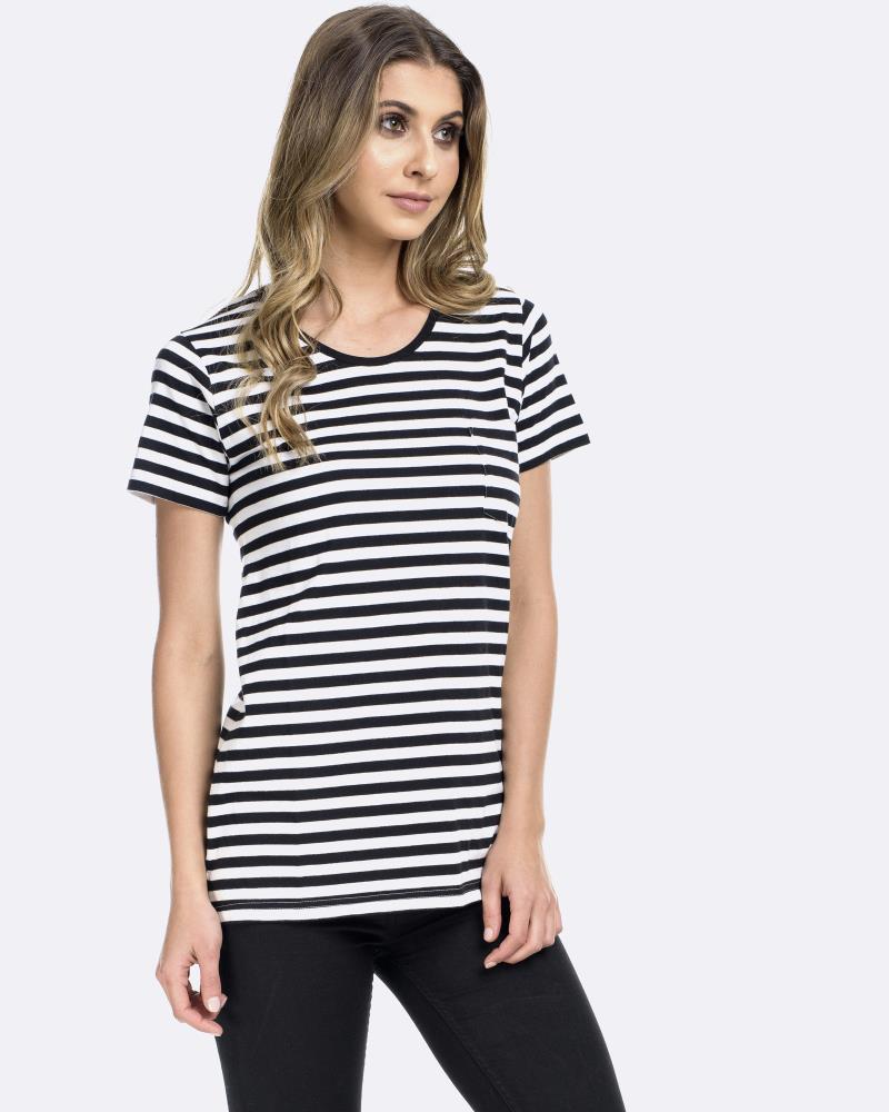 Stripe Pocket Tee - Black/White