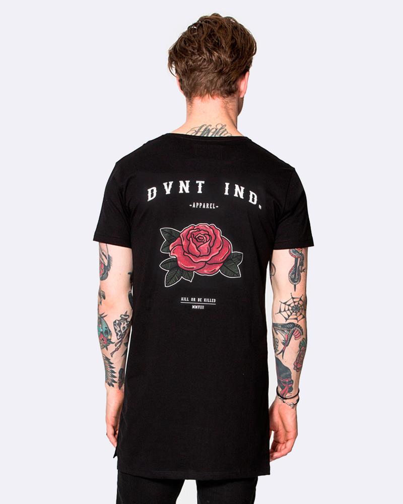 Rose Longline Tee - Black