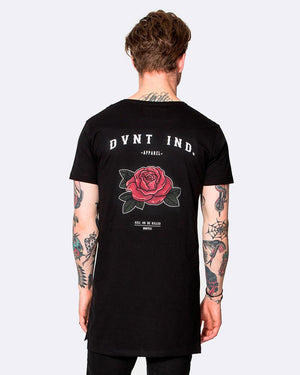 Rose Longline Tee - Black